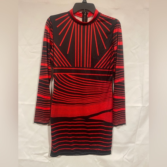 Red and black unbranded dress with zip up back size large. - Picture 1 of 2